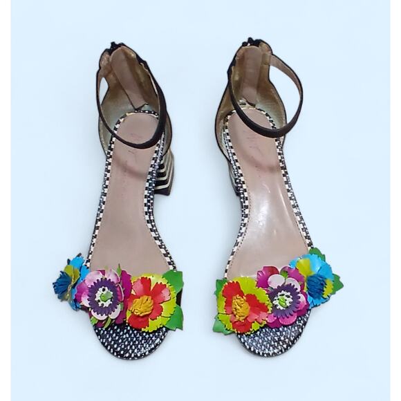 Women's Betsy Johnson Lore Floral Flower Ankle Strap Sandal Multi-color Size 6.5 - Picture 8 of 13